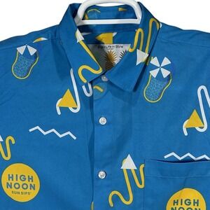 High Noon Sun Sips Tropical Bros Short Sleeve‎ Button Up Shirt Men's Large